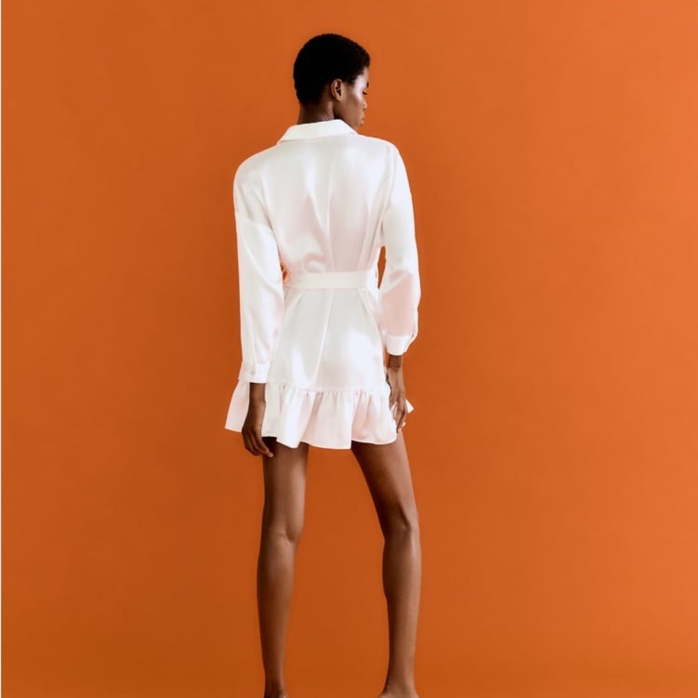 Zara Ruffled Satin Dress - Picture 4 of 4